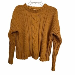 Aeropostale Mustard Cable Knit Sweater - S